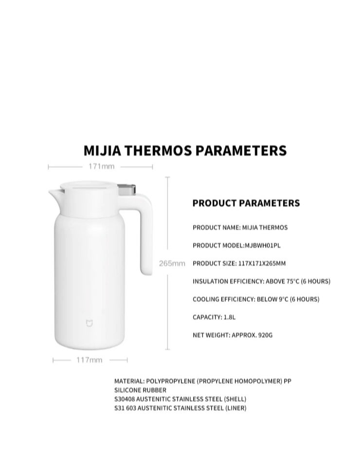 Xiaomi Mijia 1.8L Thermal Insulation Kettle(White)