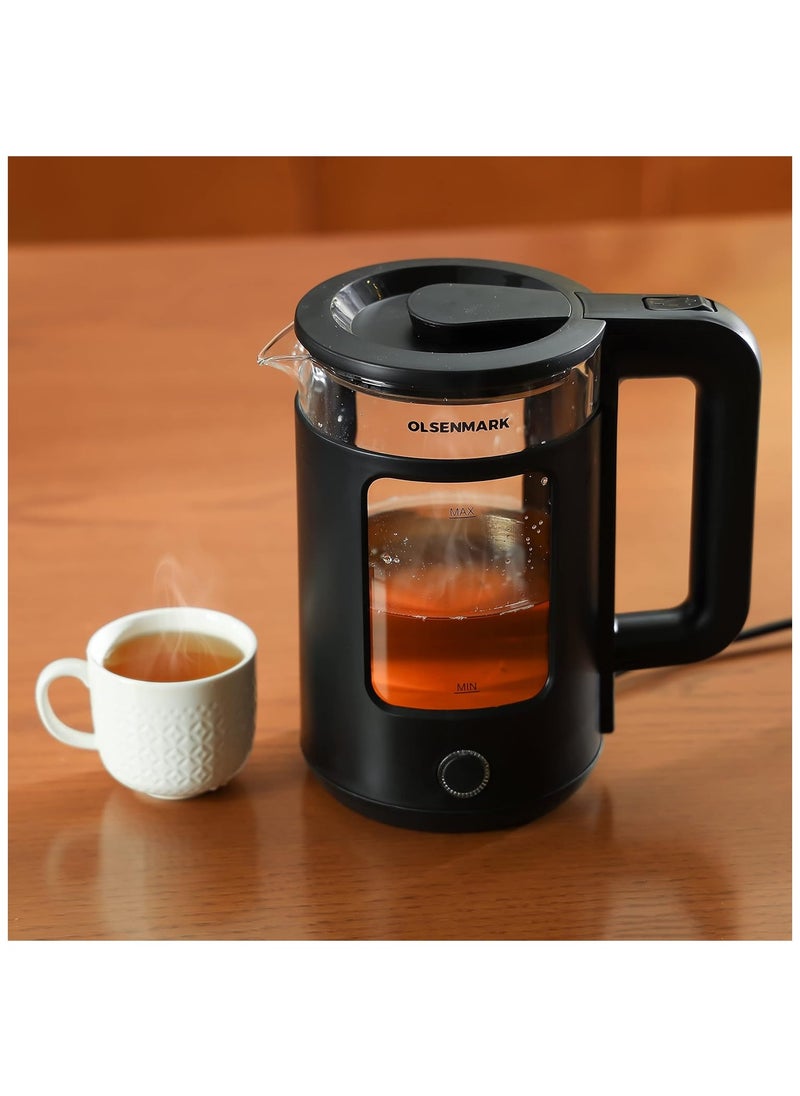 Electric Glass Kettle With Water Level Indicator and Automatic Cut-Off 1.8 L 1500 W