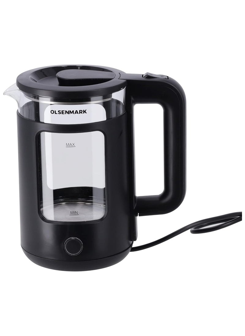 Electric Glass Kettle With Water Level Indicator and Automatic Cut-Off 1.8 L 1500 W