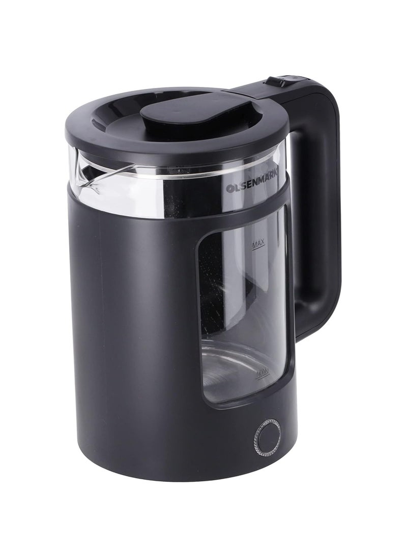 Electric Glass Kettle With Water Level Indicator and Automatic Cut-Off 1.8 L 1500 W