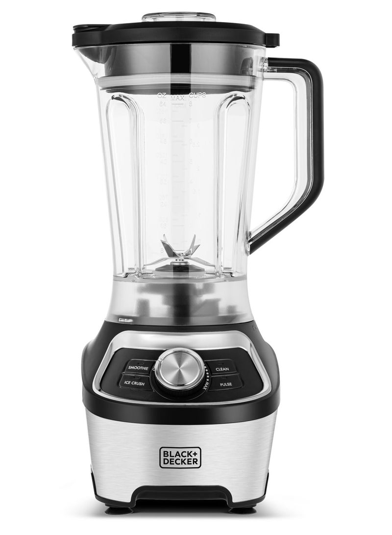 High-Speed Blender 1200W, 1.85L BPA-Free Jar & 500ml Travel Cup, 20,000 RPM Motor, Stainless Steel Blades, Smoothie & Ice Crush Presets, Dishwasher Safe 1.8 L 1200 W BXH1200-B5 Silver