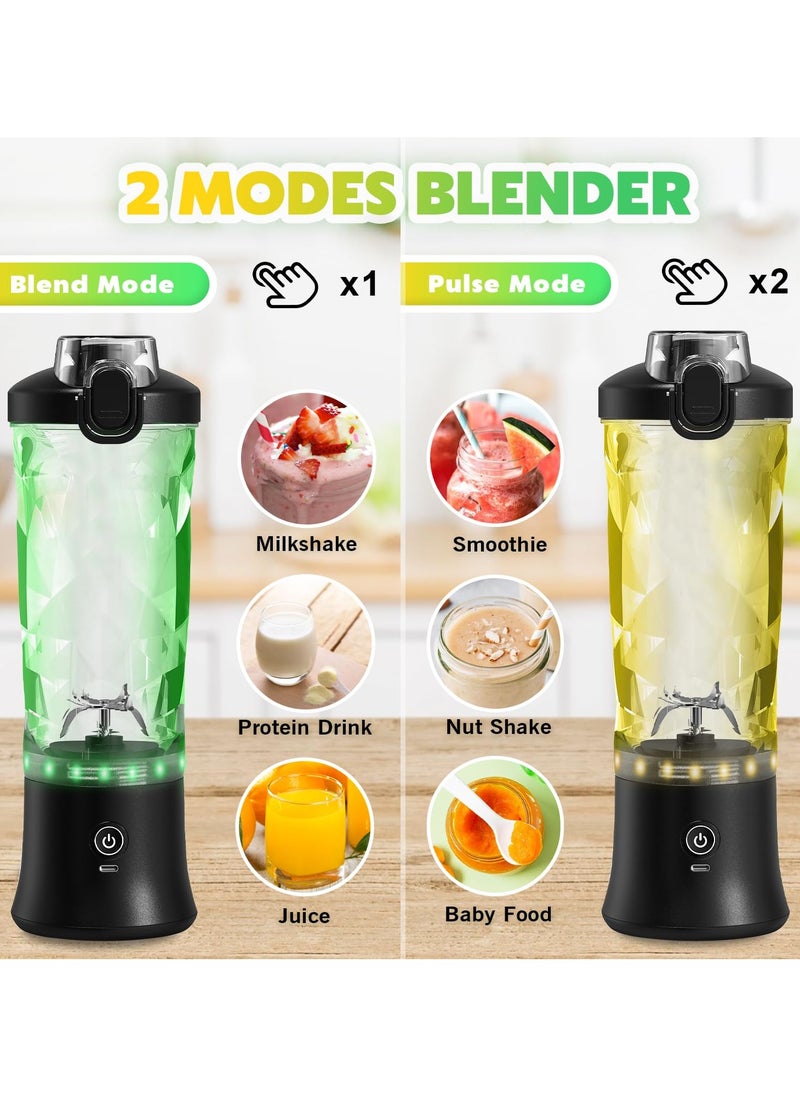 Portable Personal Blender for Shakes & Smoothies - 20 OZ USB-C Rechargeable Juicer with 6 Blades, Travel Lid, Electric Protein Shaker for Kitchen, Office, Gym