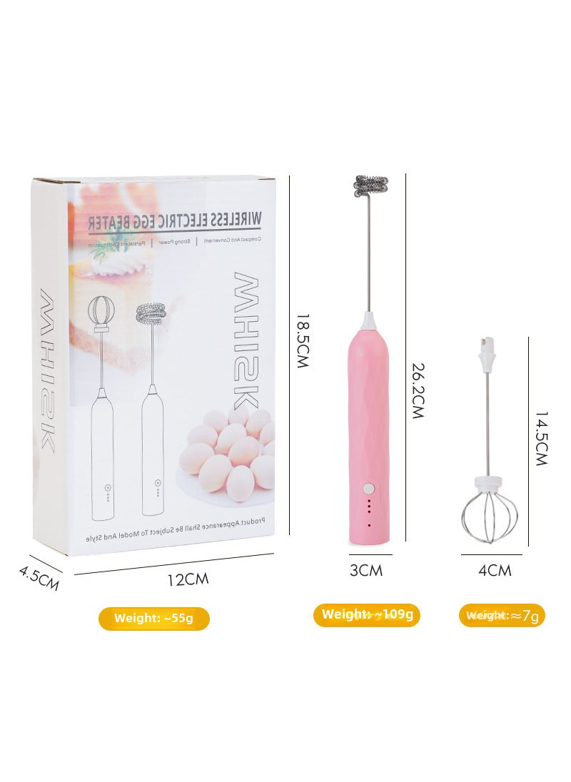 Plaid Electric Egg Beater Cake Whisk Milk FrotherPink Pink