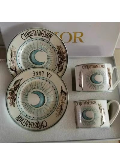 European bone china coffee cup and saucer household light luxury ceramic afternoon tea cup office water Cup girlfriends gift suit wholesale Ivory White