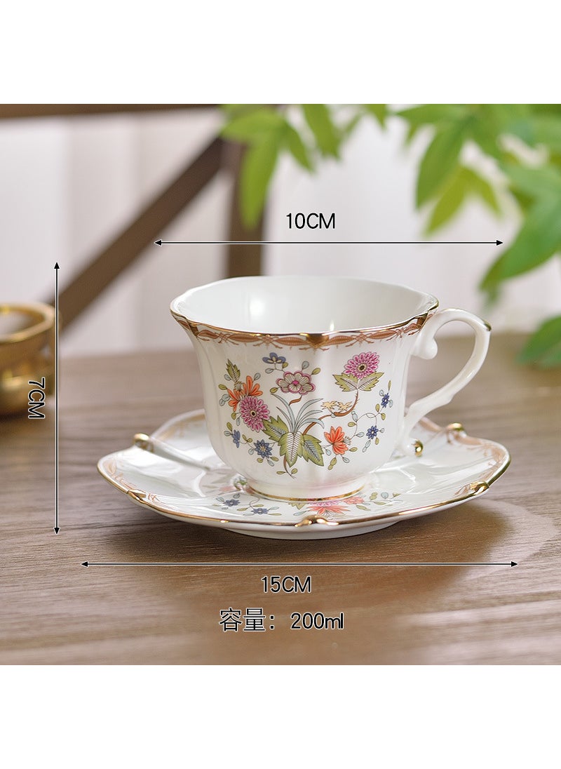 Middle Ancient Cup Blue and White Porcelain Coffee Cup Saucer suit Ceramic Retro European-style Exquisite High-end Light Luxury Afternoon Tea Cup Sunflower Cup and Saucer