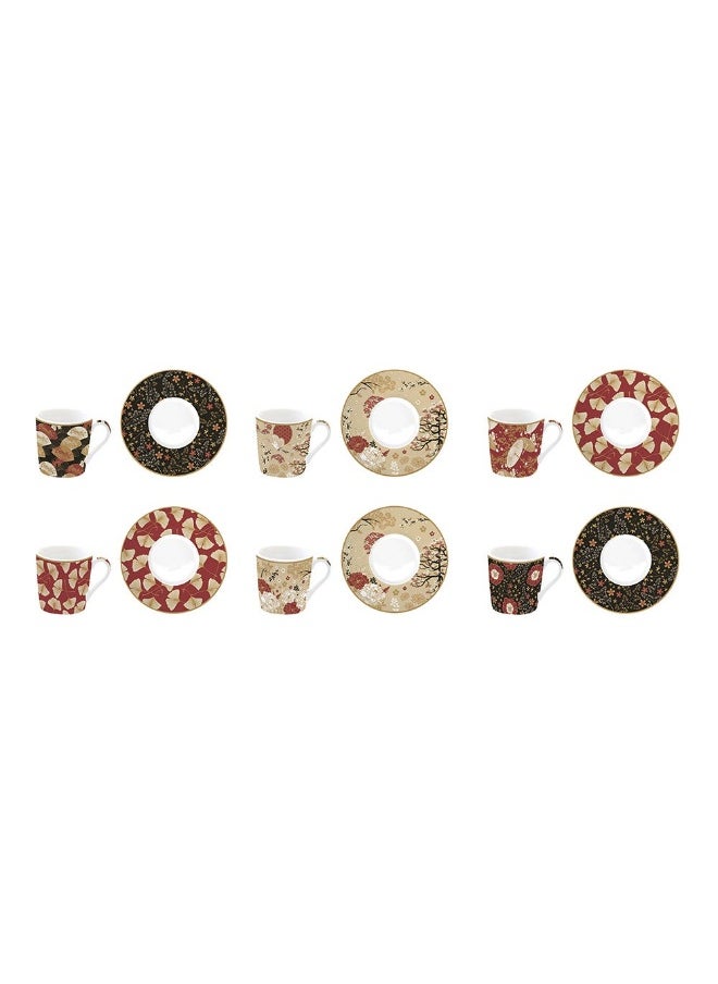 Kimono 6 Coffee Cups And Saucer Sets Multicolour - 100 Ml