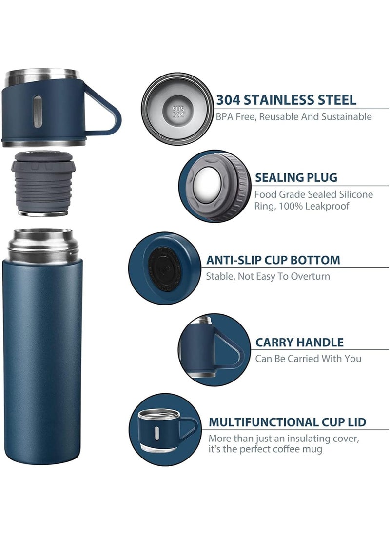 Vacuum Insulated Flask Set, Stainless Steel Vacuum Flask Water bottle with Cups