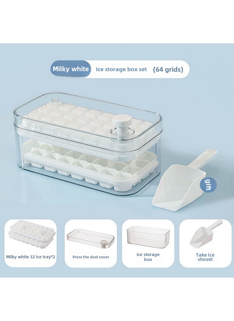 Creative Large Ice Cube Mold with Lid Home Use White double-layer box