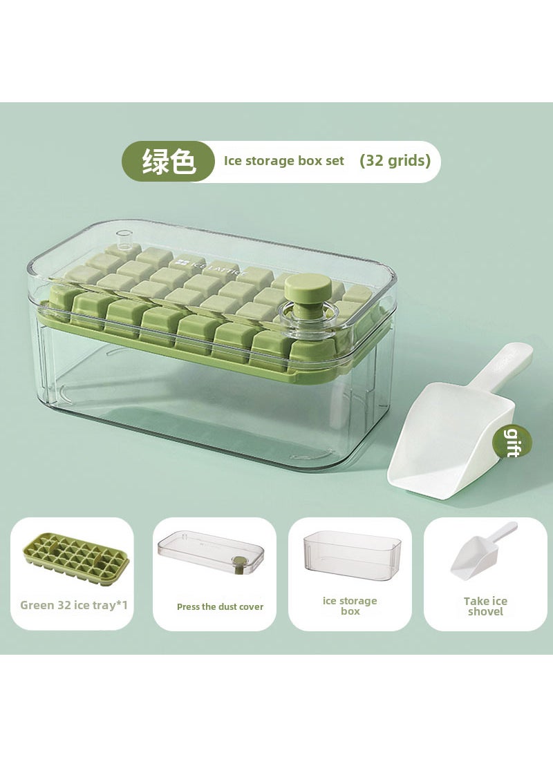 Creative Large Ice Cube Mold with Lid Home Use Green single-layer box set