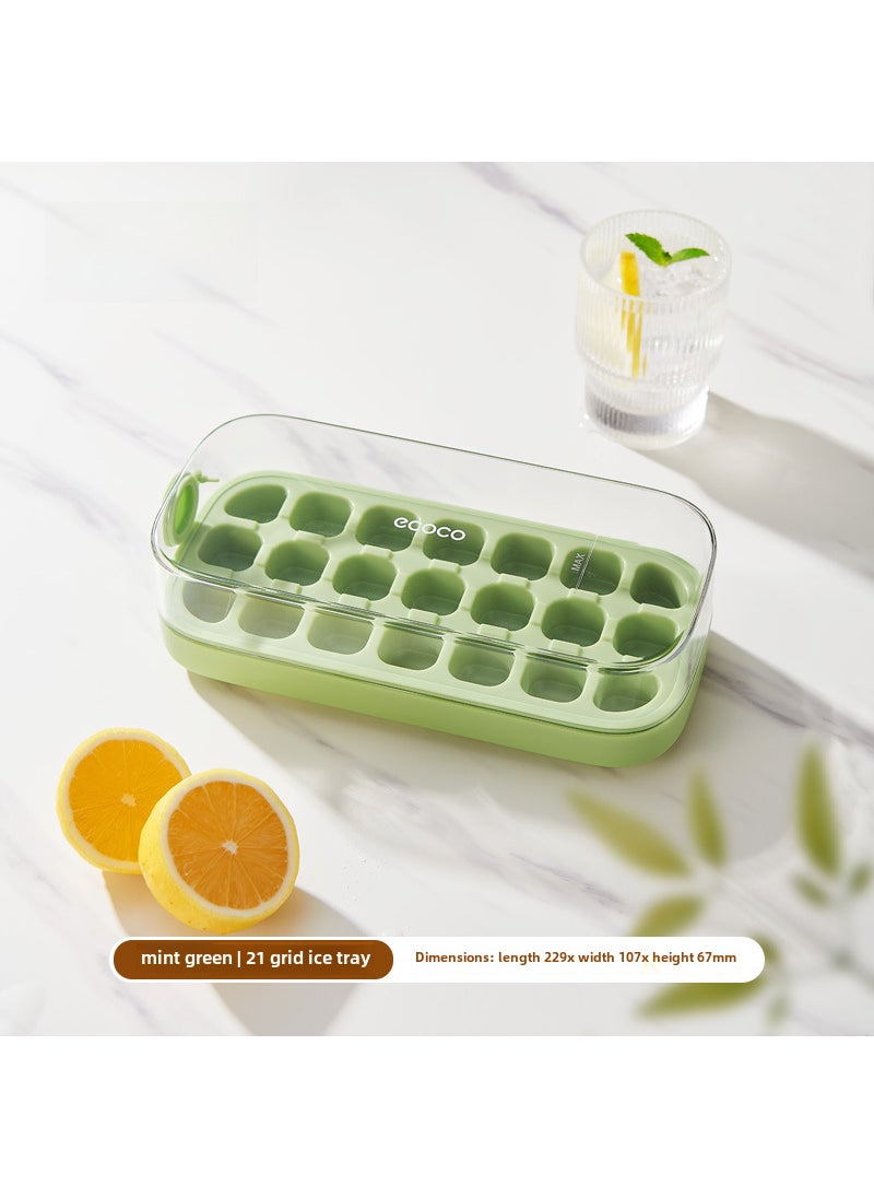 Silicone Ice Cube Mold Press  Seal Food Grade Storage 21 grid green