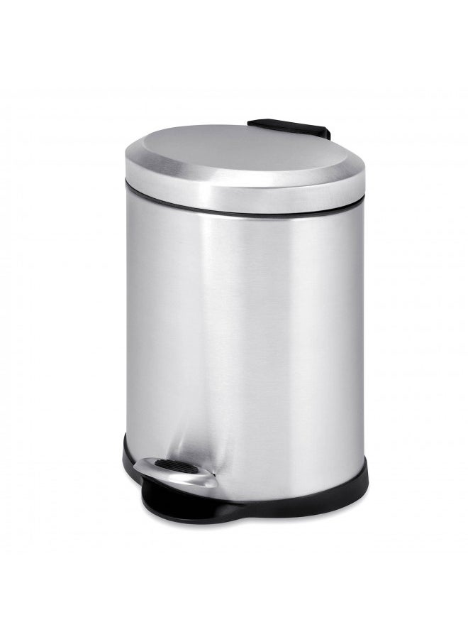 Honey-Can-Do TRS-01448 Oval Stainless Steel Step Can, 5-Liter,grey , Silver