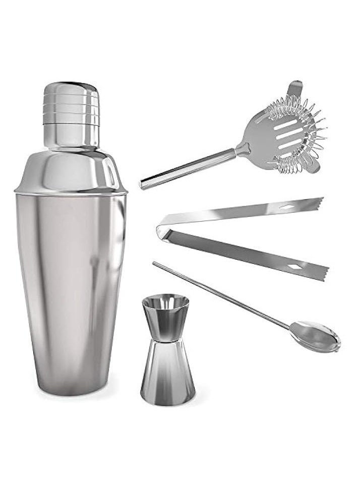 6pcs Cocktail Shaker Home Bar Set Stainless Steel Drink Mixing Bar Tools Kit 550ml