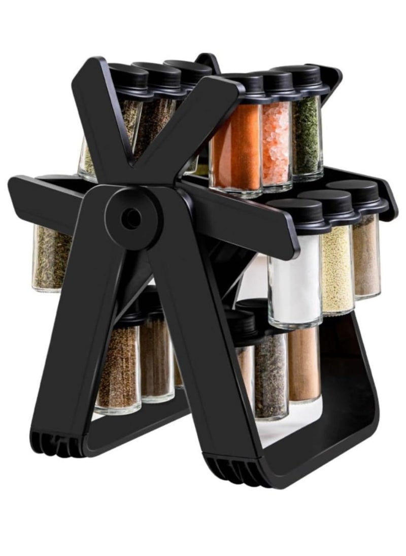 Rotating Spice Rack Organizer 360°  with 18 Jars - Space-Saving Revolving Seasoning Storage Stand for Kitchen Countertop, Stainless Steel Lids, Easy Access & Durable Design for Herbs and Spices