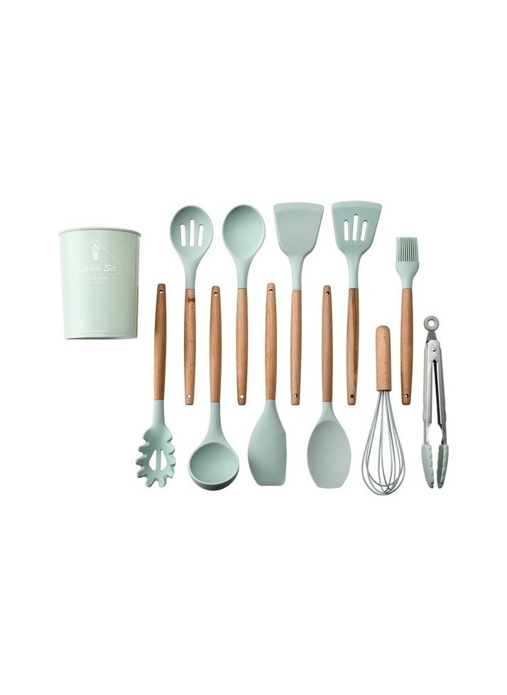 Silicone kitchen equipment with wooden handle 11 Colour:Turquoise