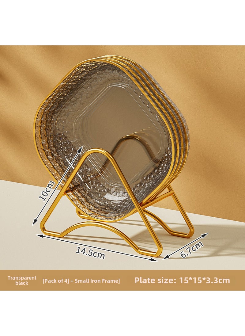 Premium Food-Grade Bone Dish for Dining4 dishes + gold rack [volcanic ash]] 4 dishes + gold rack [volcanic ash]]