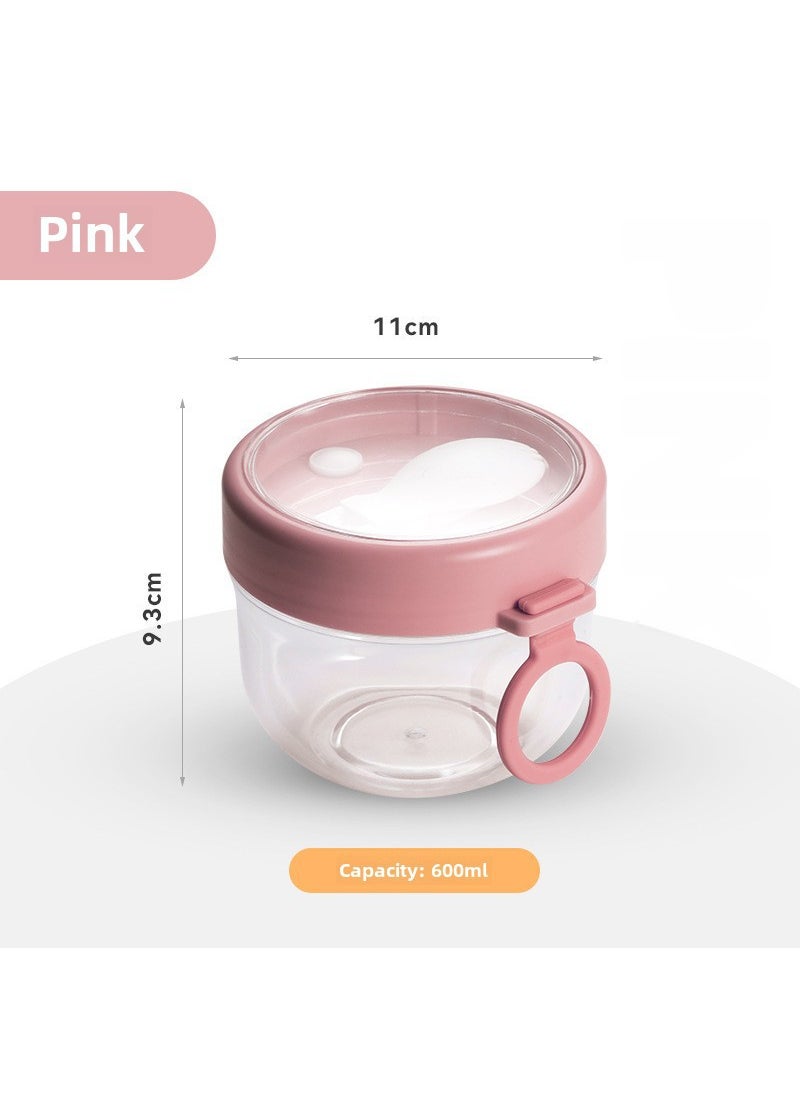 Portable Oatmeal Yogurt Cup with Spoon Pink