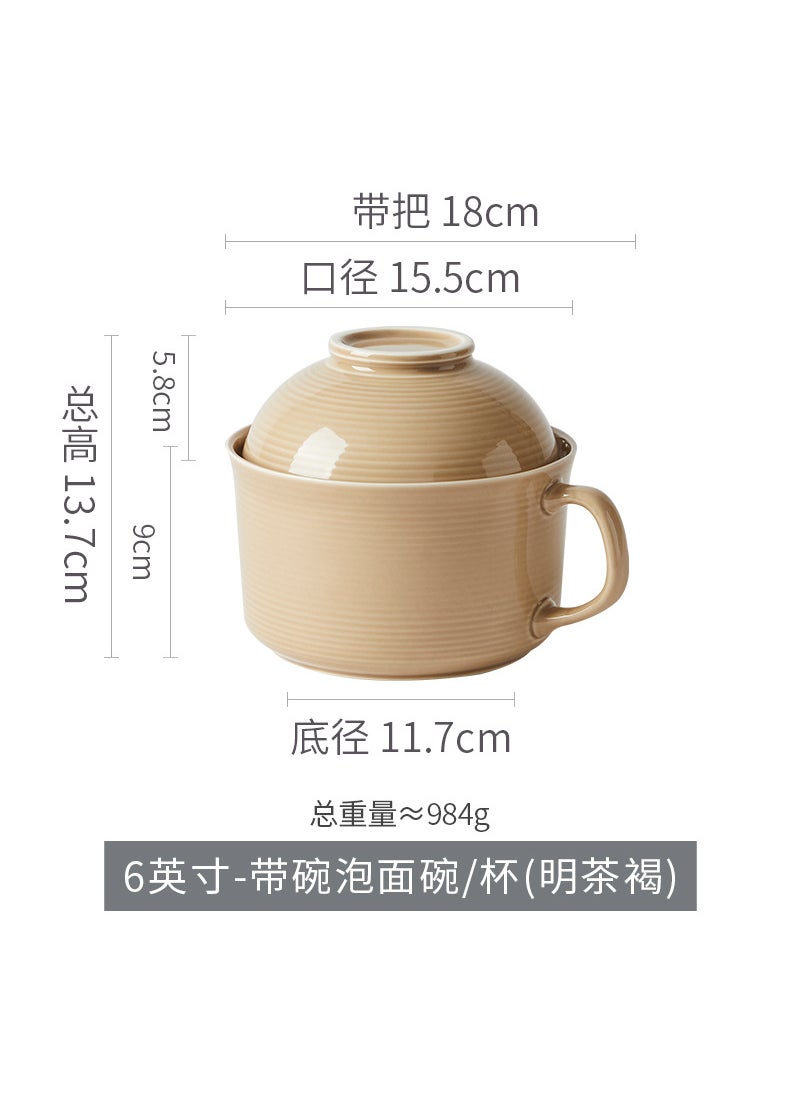 2024 New Large-Capacity Noodle Bowl with Lid Ming tea brown