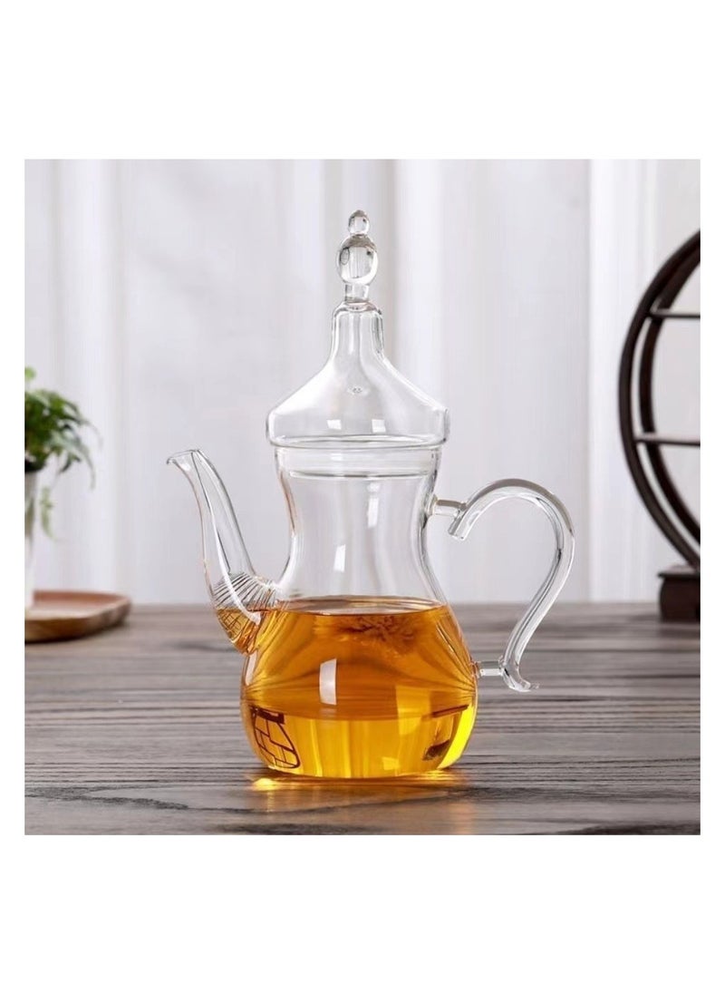 Heat Resistant Borosilicate Arabic Style Glass Teapot Clear 1000ml