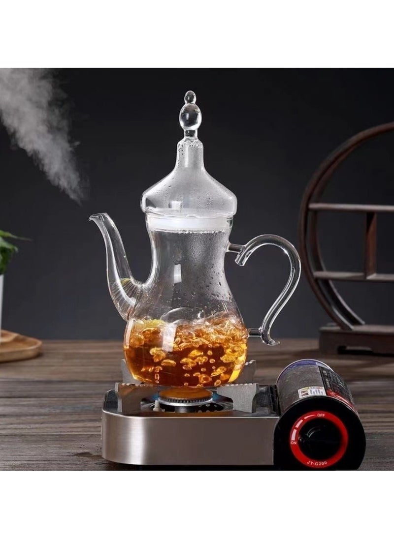 Heat Resistant Borosilicate Arabic Style Glass Teapot Clear 1000ml