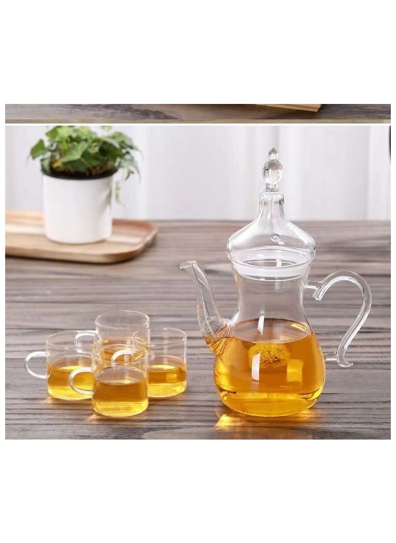 Heat Resistant Borosilicate Arabic Style Glass Teapot Clear 1000ml