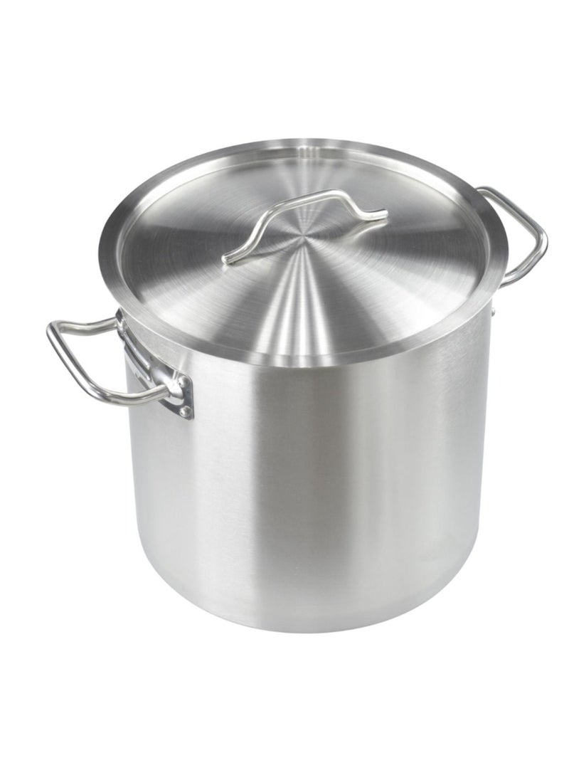 Stainless Steel Stock Pot with Lid, Capacity Unspecified, Brushed Stainless Steel Heavy Duty Induction For Soup, Seafood, Stock, Canning and for Catering, Silver