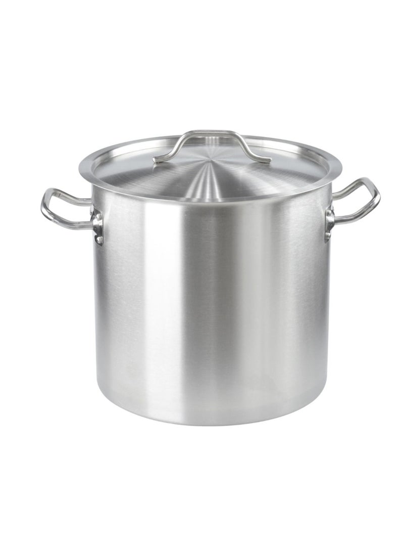 Stainless Steel Stock Pot with Lid, Capacity Unspecified, Brushed Stainless Steel Heavy Duty Induction For Soup, Seafood, Stock, Canning and for Catering, Silver