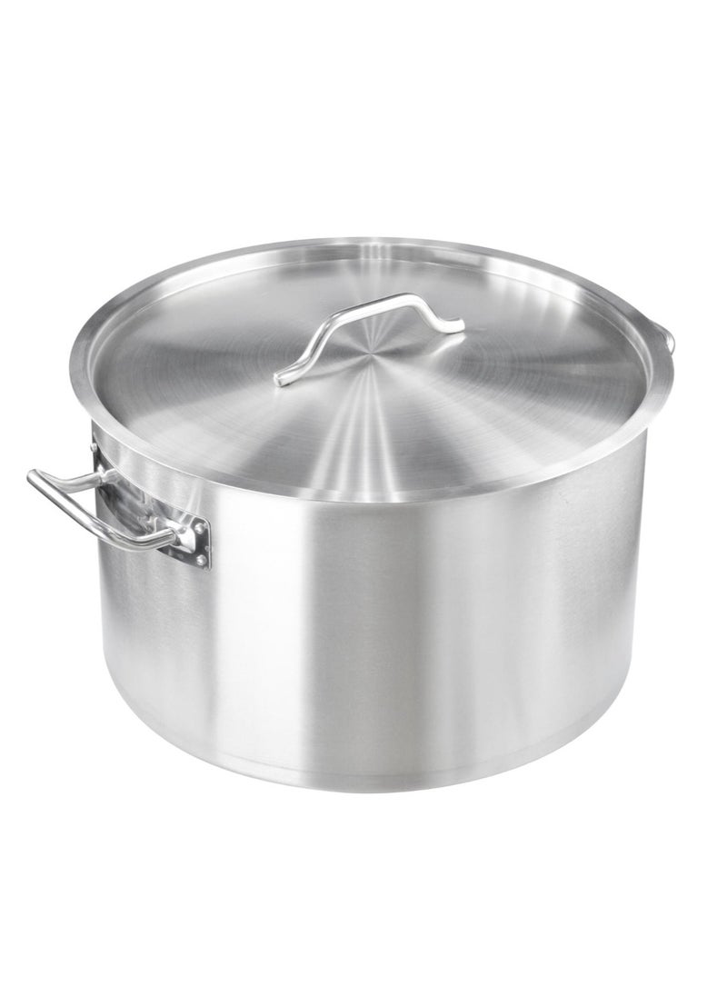 Cooking Pot Stainless Steel Stock Pot with Lid and Steel Handles Silver