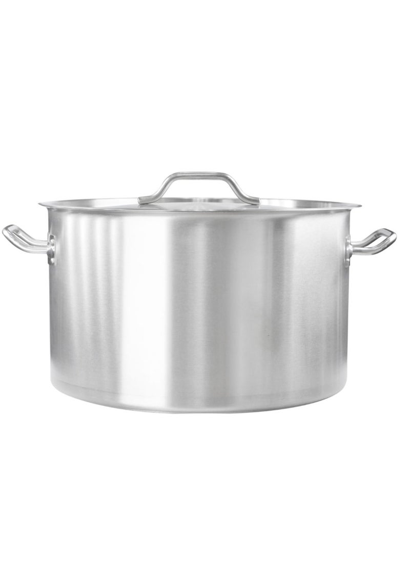 Cooking Pot Stainless Steel Stock Pot with Lid and Steel Handles Silver