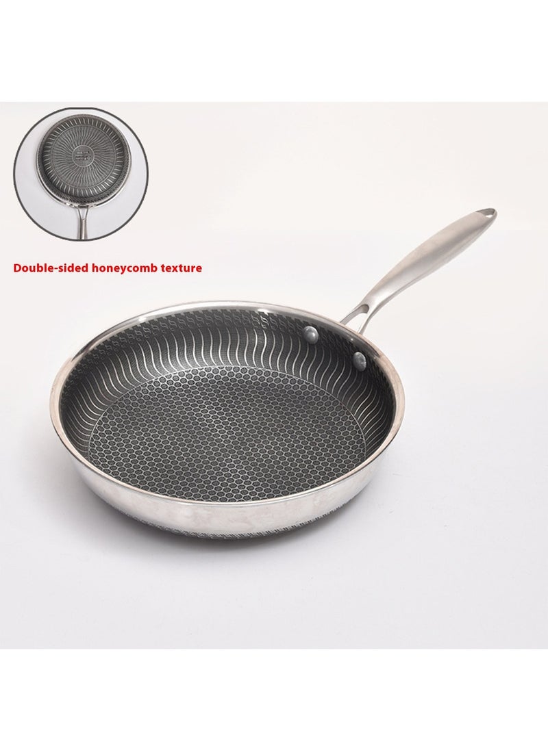 Kitchen Household Non-Stick Pan 3-Layer Steel Single-Sided Honeycomb Texture Non-Stick Frying Pan with Lid 28CM