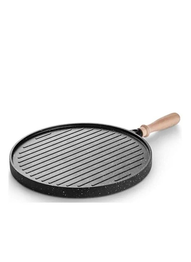 Induction Bottom Die Cast Aluminum Grill Pan, Round, 32 cm, Black, XGP-D