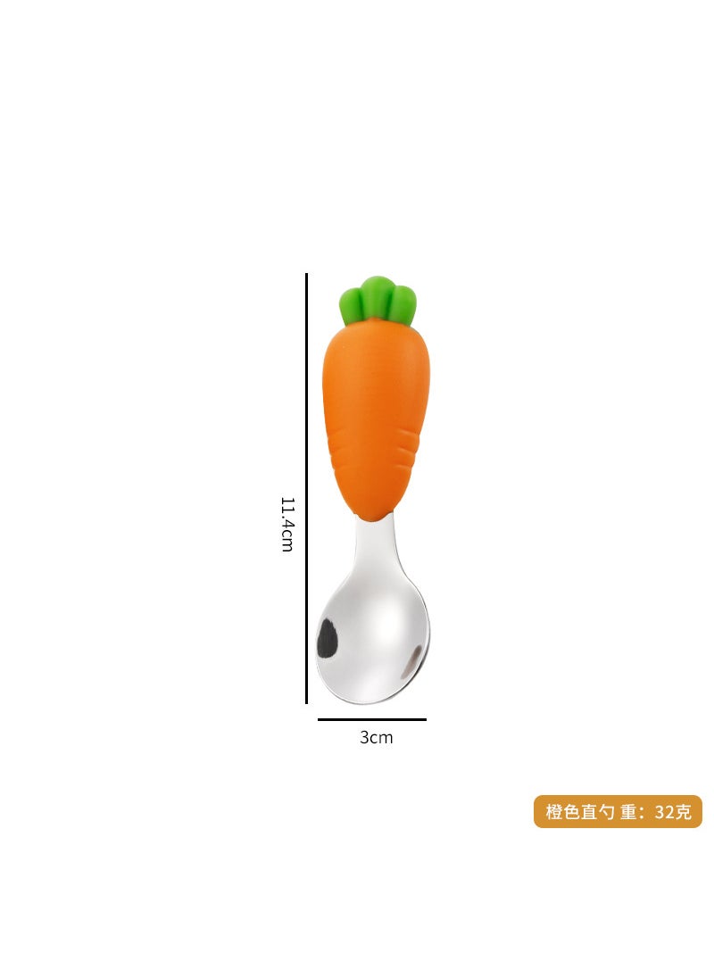 304 Stainless Steel Cutlery Set Kids Training Carrot spoon (bag) Orange