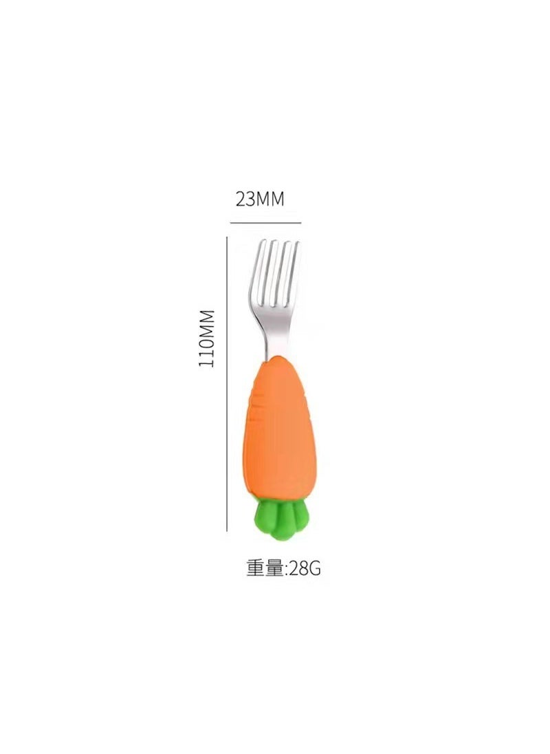 Creative Silicone Carrot Kids Dinnerware Set single fork