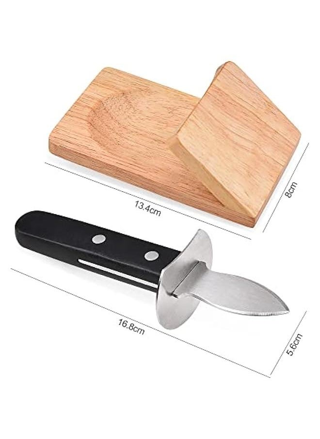 Oyster Knife Shucker Set Oyster Shucking Knife with Wooden holder Oyster Shucking Clamp Seafood Tools