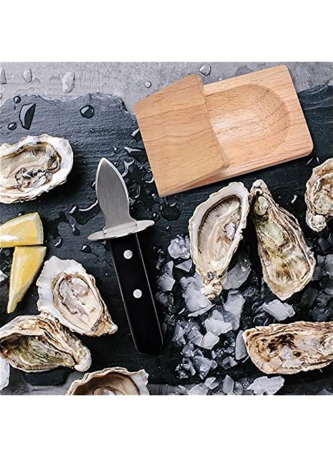 Oyster Knife Shucker Set Oyster Shucking Knife with Wooden holder Oyster Shucking Clamp Seafood Tools