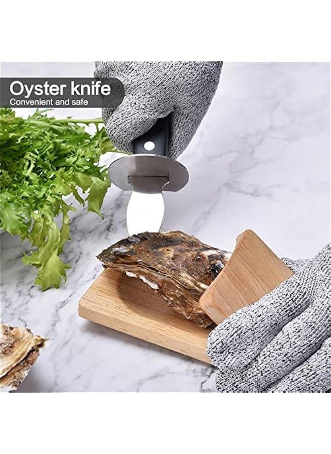 Oyster Knife Shucker Set Oyster Shucking Knife with Wooden holder Oyster Shucking Clamp Seafood Tools