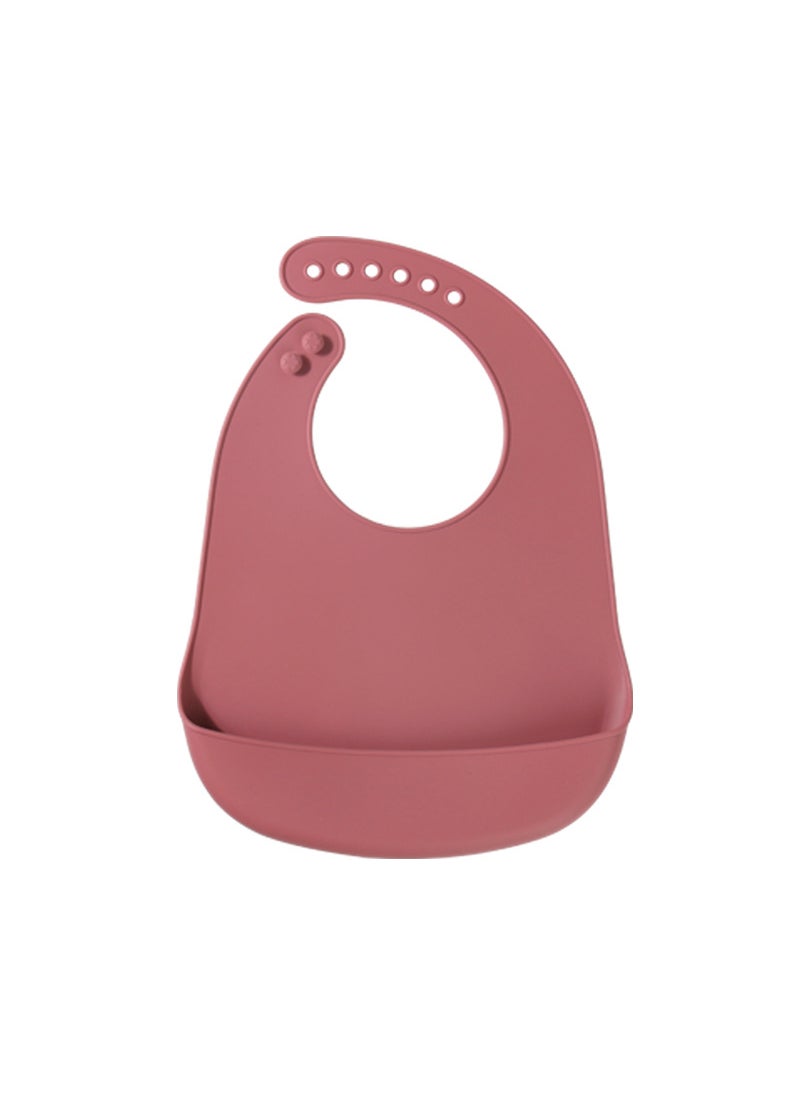 Silicone Baby Bib BPA-Free Toddler Feeding Set Wine red bib