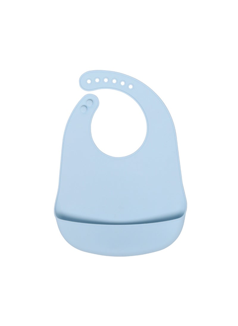 Silicone Baby Bib BPA-Free Toddler Feeding Set Blue bib