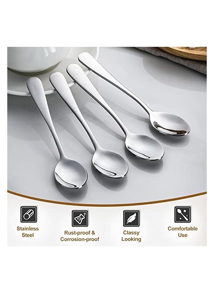 6-Piece Demitasse Spoons, 4 Inches Stainless Steel Mini Coffee Spoons