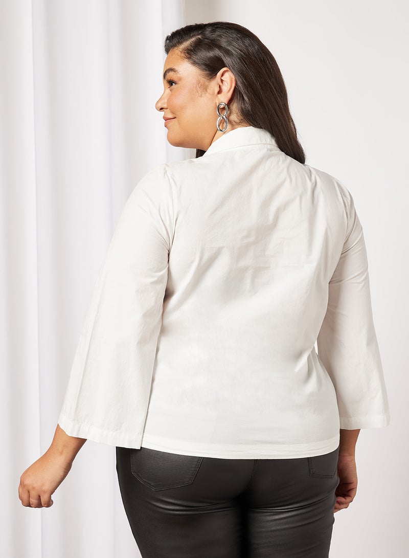 Curve V-Neck Organic Cotton Top White