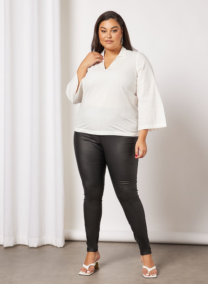 Curve V-Neck Organic Cotton Top White