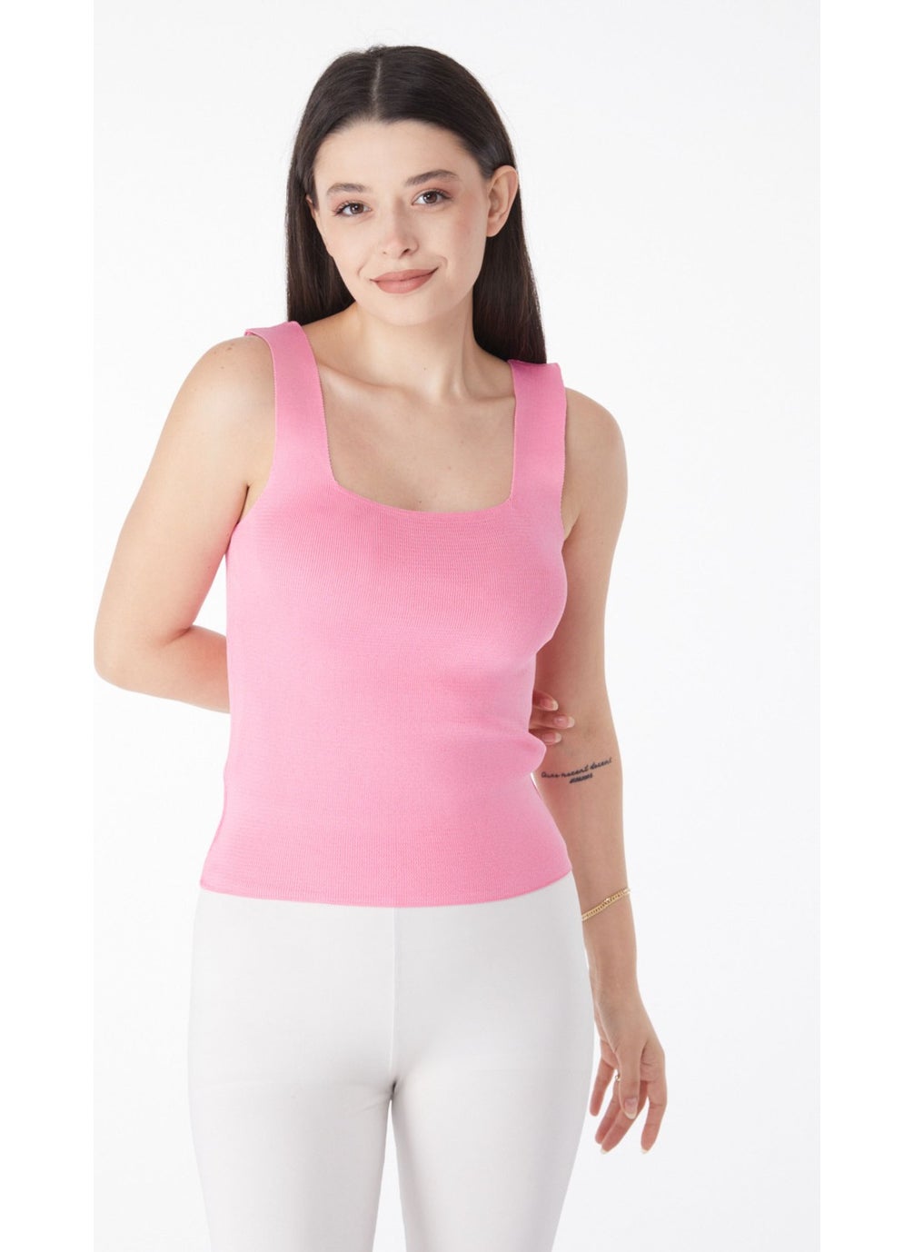 Plain Medium Women Pink Summer Knitwear Crop - 25220