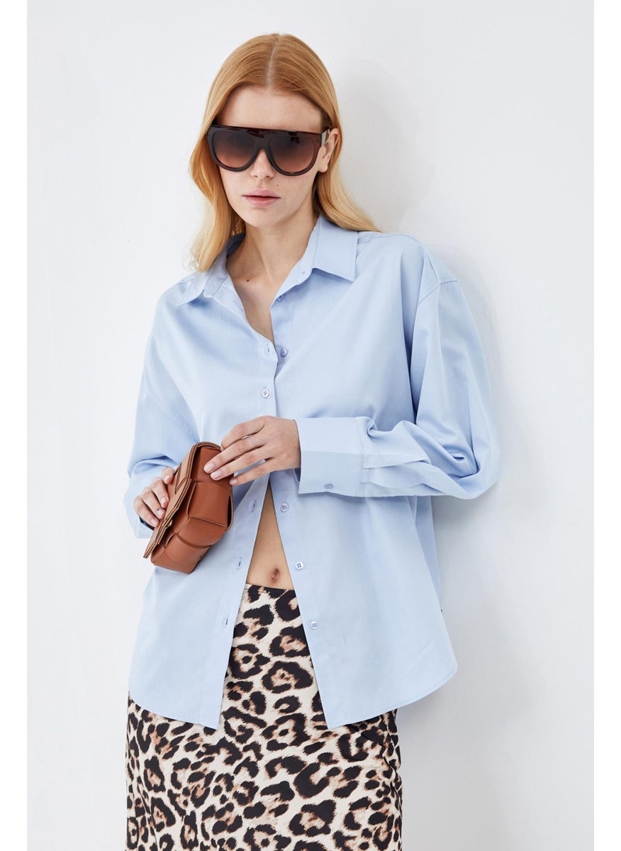 Blue Basic Oversize Shirt