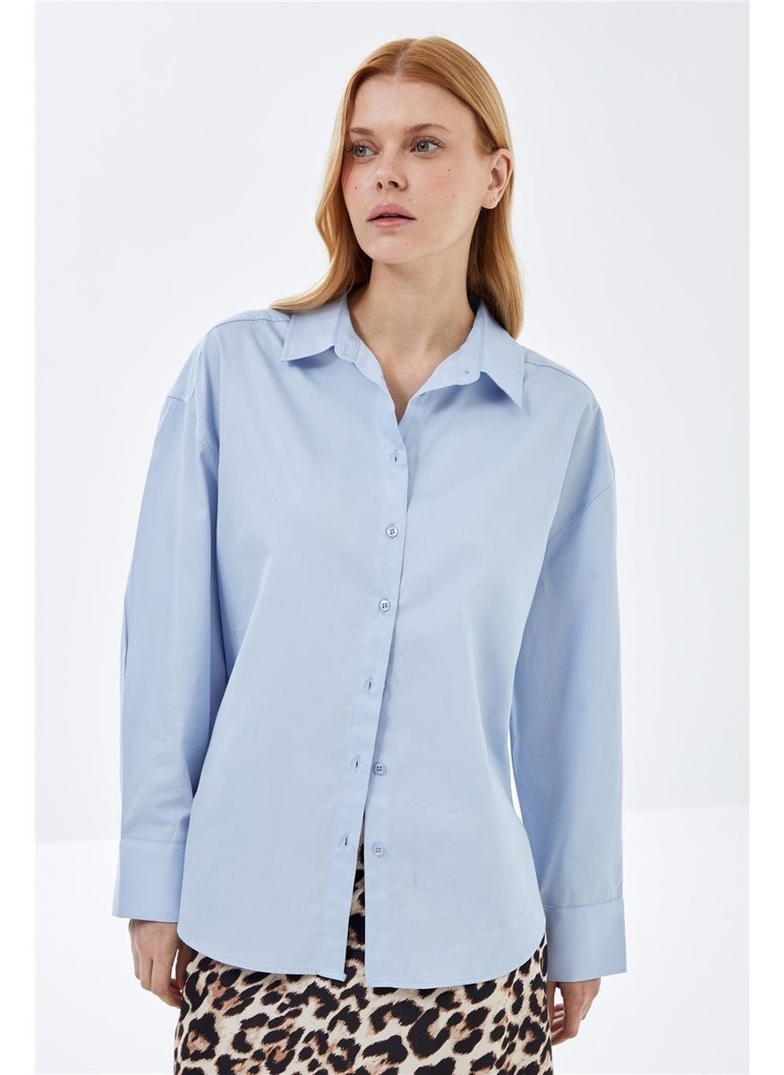 Blue Basic Oversize Shirt