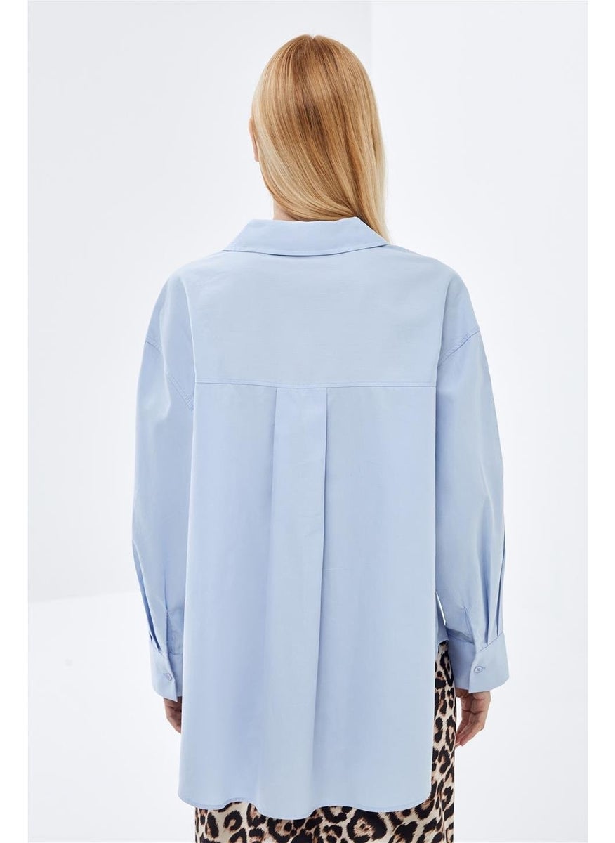 Blue Basic Oversize Shirt