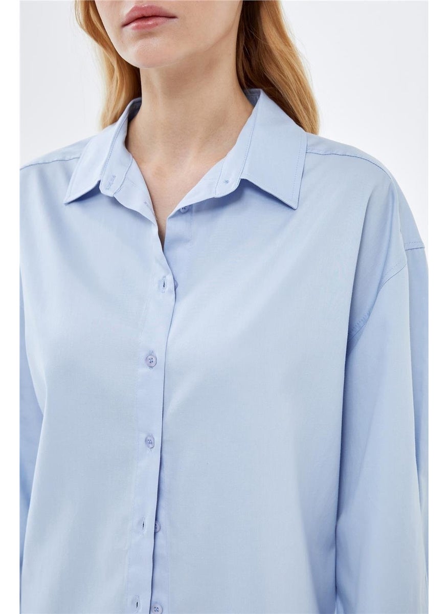 Blue Basic Oversize Shirt