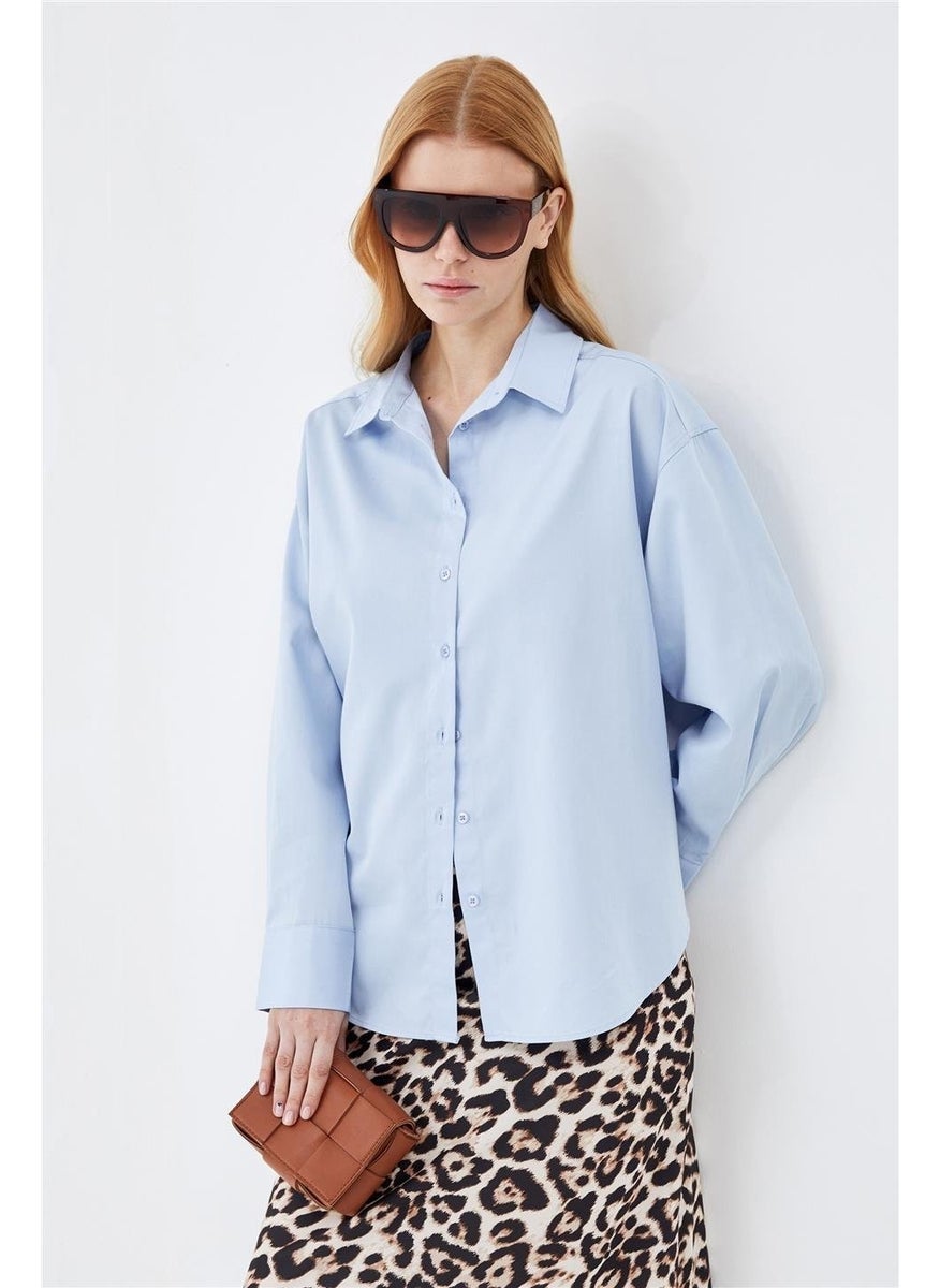 Blue Basic Oversize Shirt