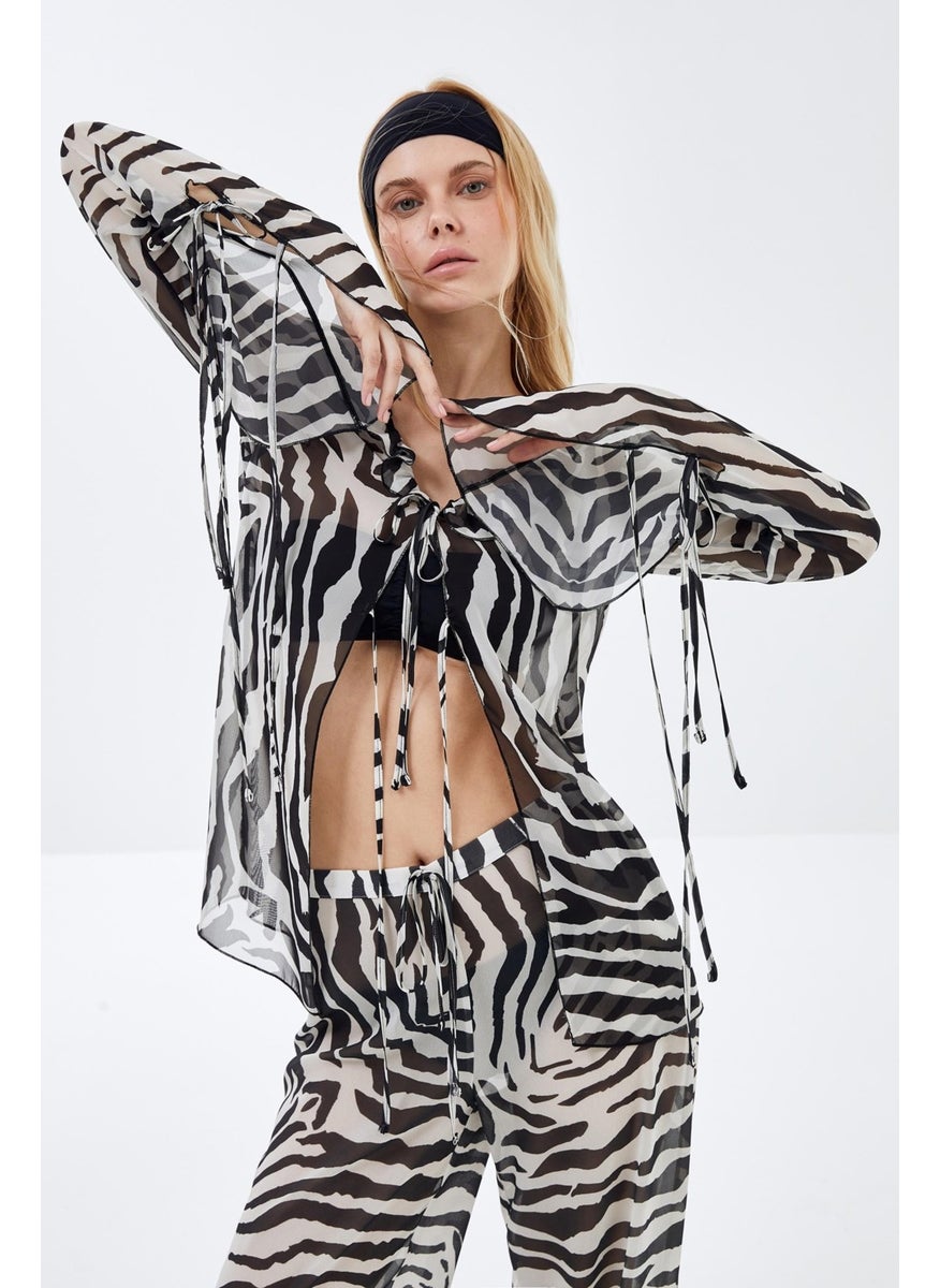 Zebra Patterned Beach Blouse