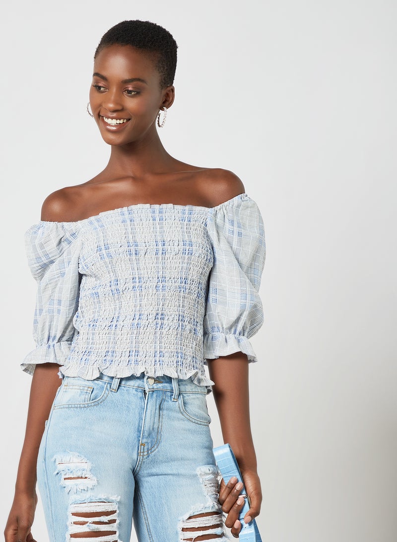 Off-Shoulder Blouse Blue