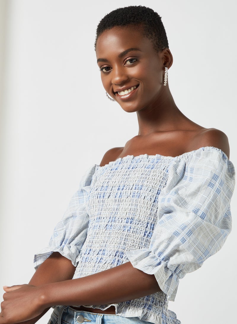 Off-Shoulder Blouse Blue