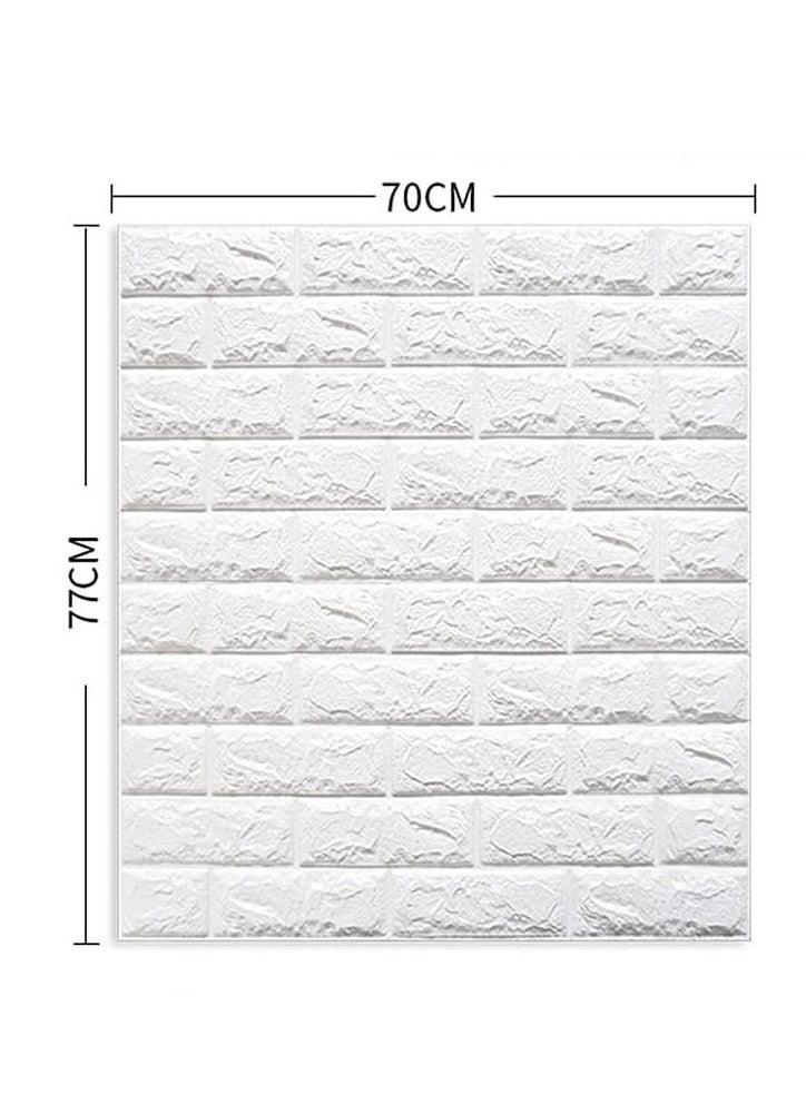 𝐅𝐅𝐃 Brick Wall Stickers - Self Adhesive, Waterproof PE Foam, White Wallpaper for Living Room, TV Wall, and Home Decor